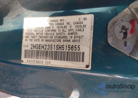 1995 Honda Civic Cx z USA, uszkodzony, nr VIN 2HGEH2351SH515655